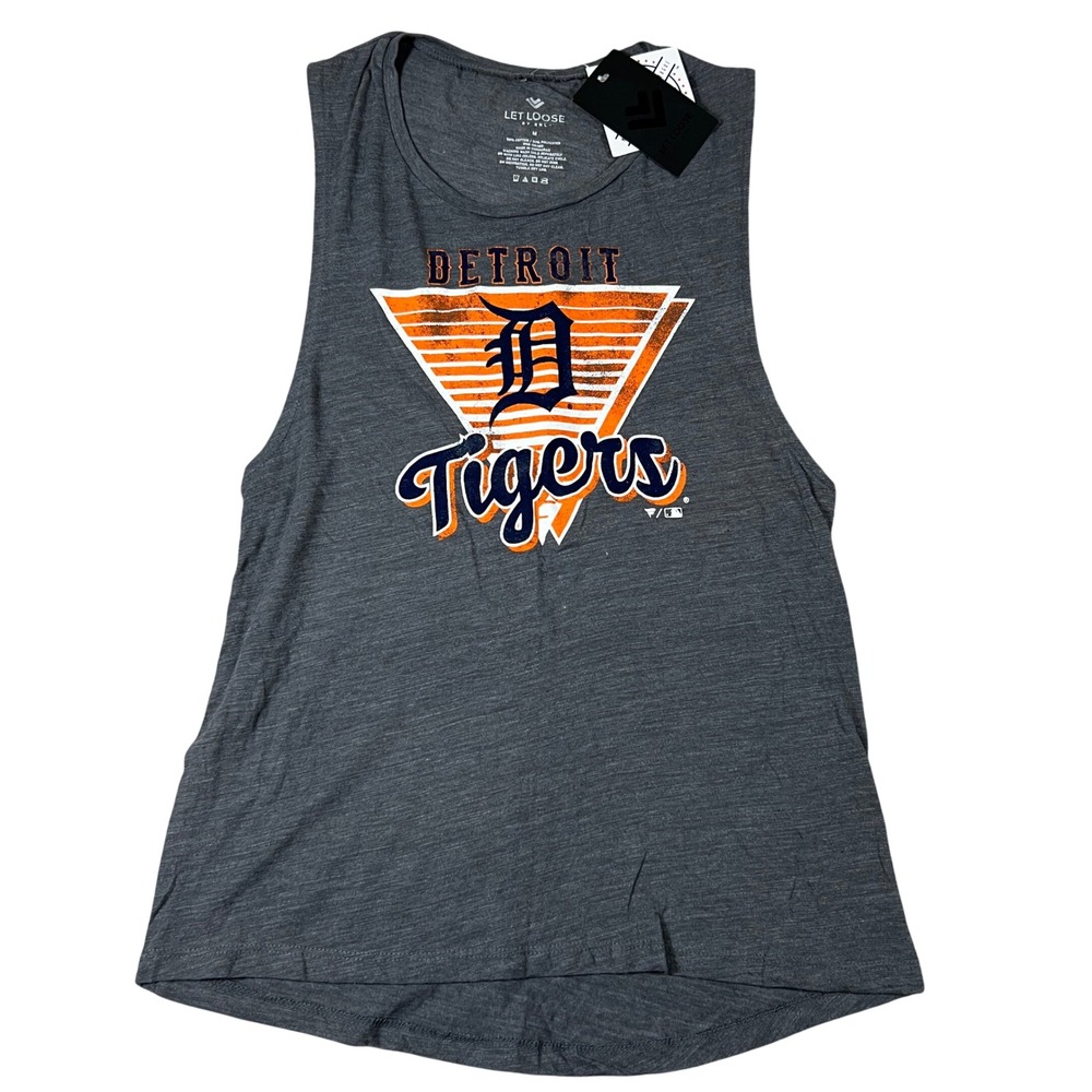 Let Loose by RNL Detroit Tigers Womens Muscle Tank Top Charcoal Gray Size M NEW‎
